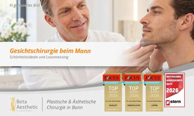 Dr.-med.-Daniel-Sattler-bei-der-Beratung-zur-Gesichtschirurgie-beim-Mann Dr. med. Daniel Sattler bei der Beratung zur Gesichtschirurgie beim Mann